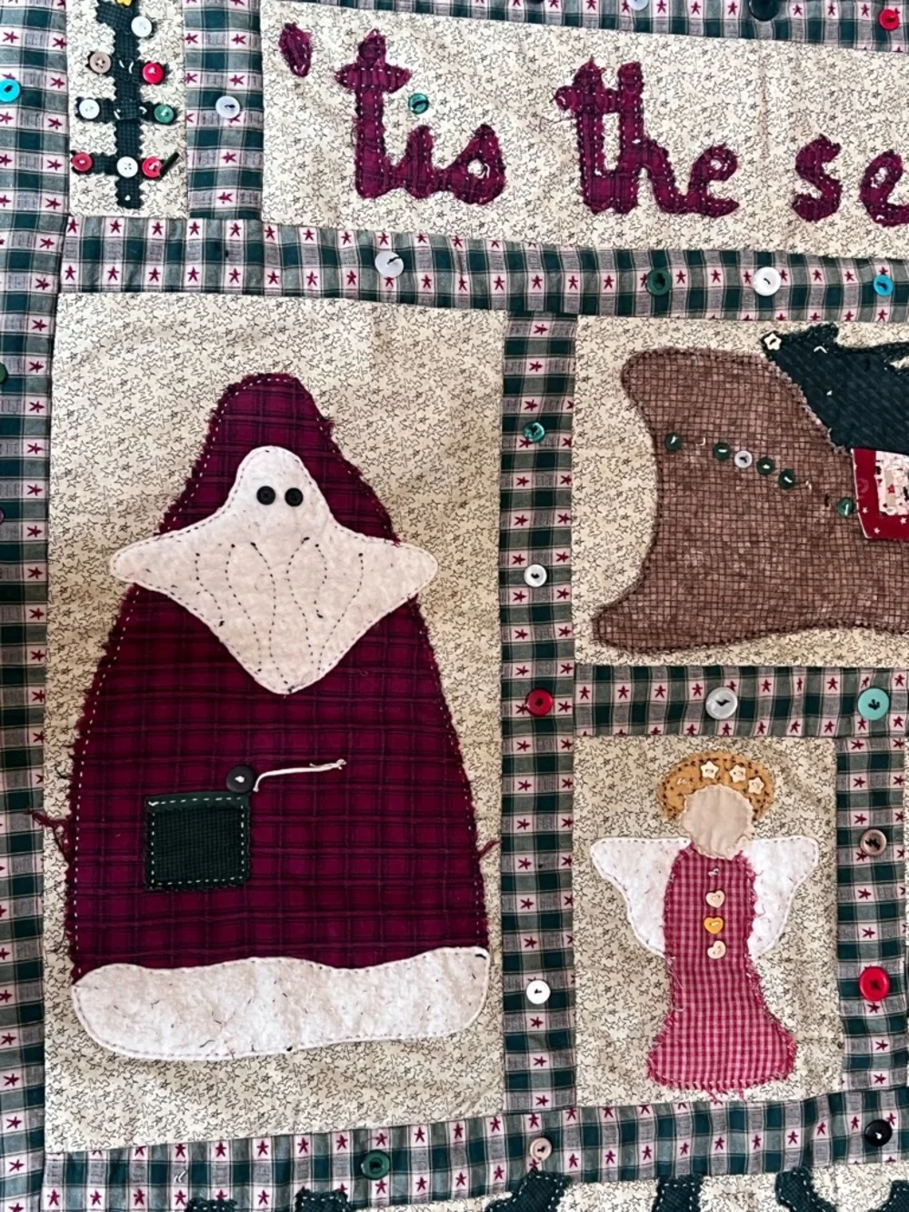 Vtg Handmade Sampler Xmas Quilt 39
